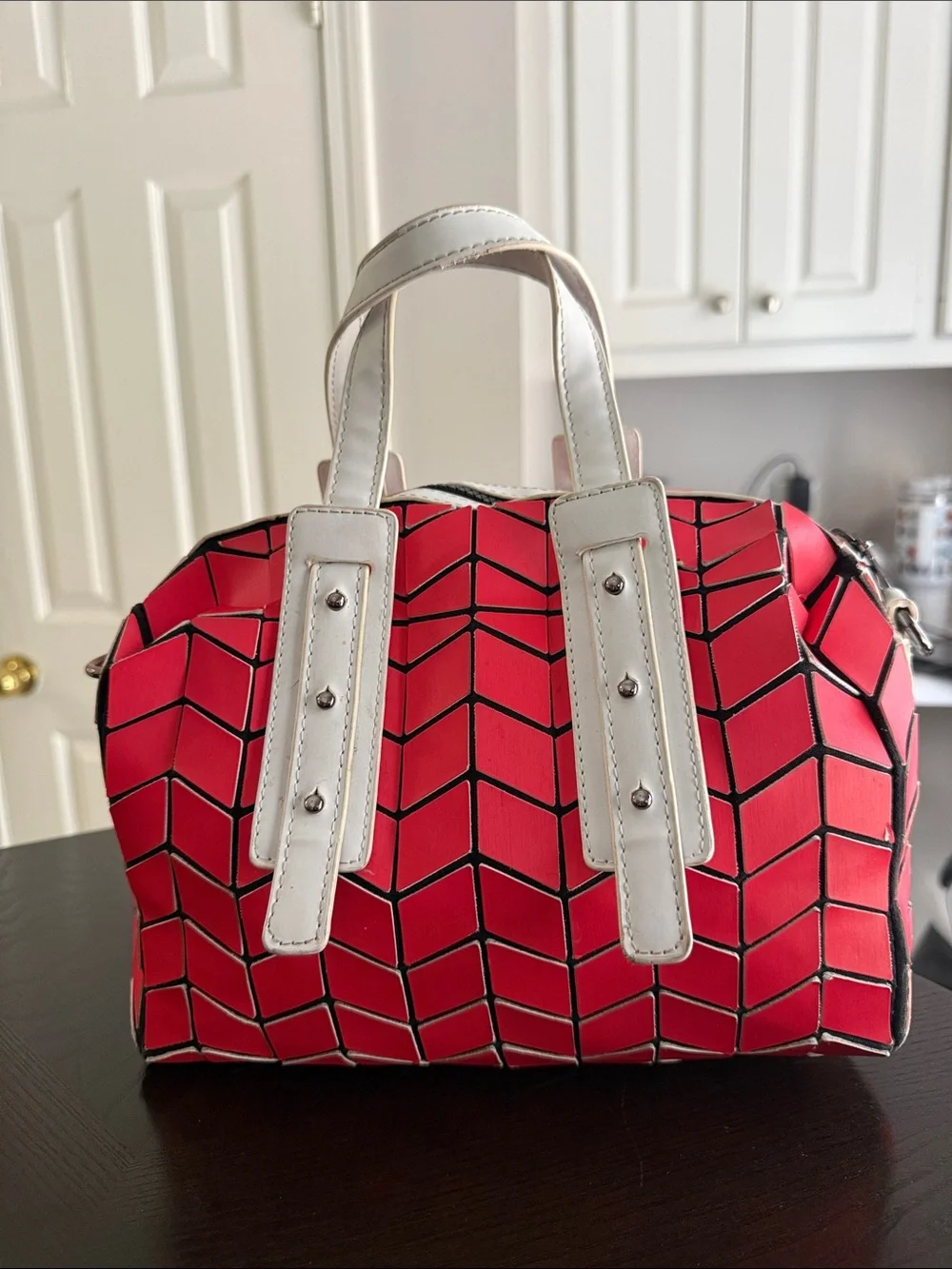 Patrizia Luca Chevron Geometric Duffle Satchel